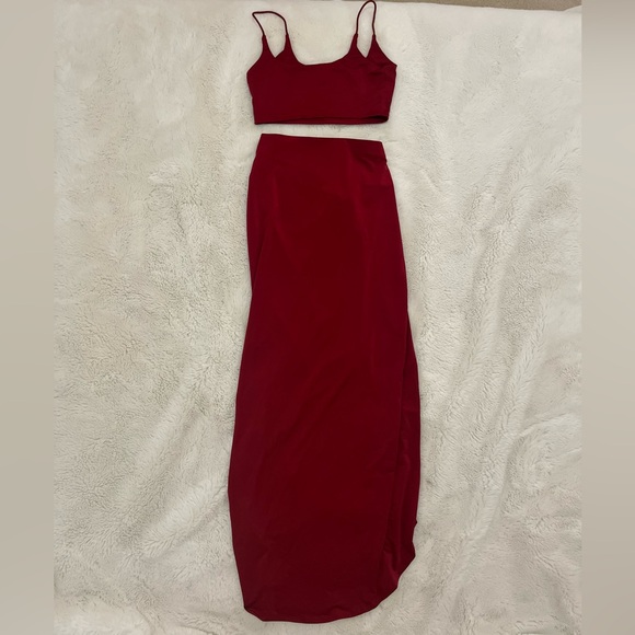Red Crop Top And Skirt Set | Color: Red | Size: XS - Picture 3 of 6